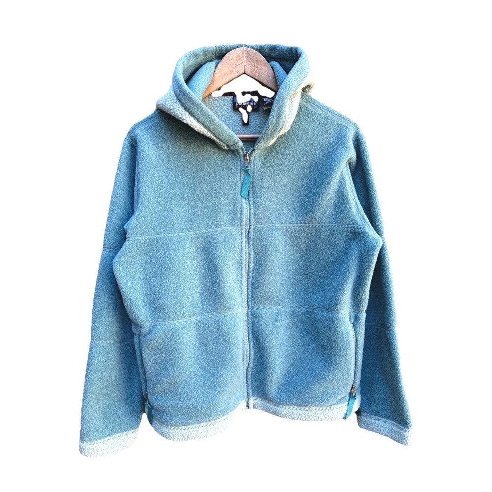 Vintage Patagonia Synchilla Arctic Jacket Women's L Blue Pockets Hooded Full Zip